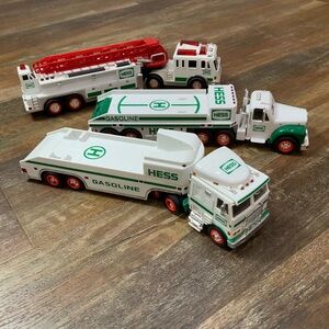 Vintage Hess Toy Truck Lot (3) - Working Fire Truck & Airplane Hauler